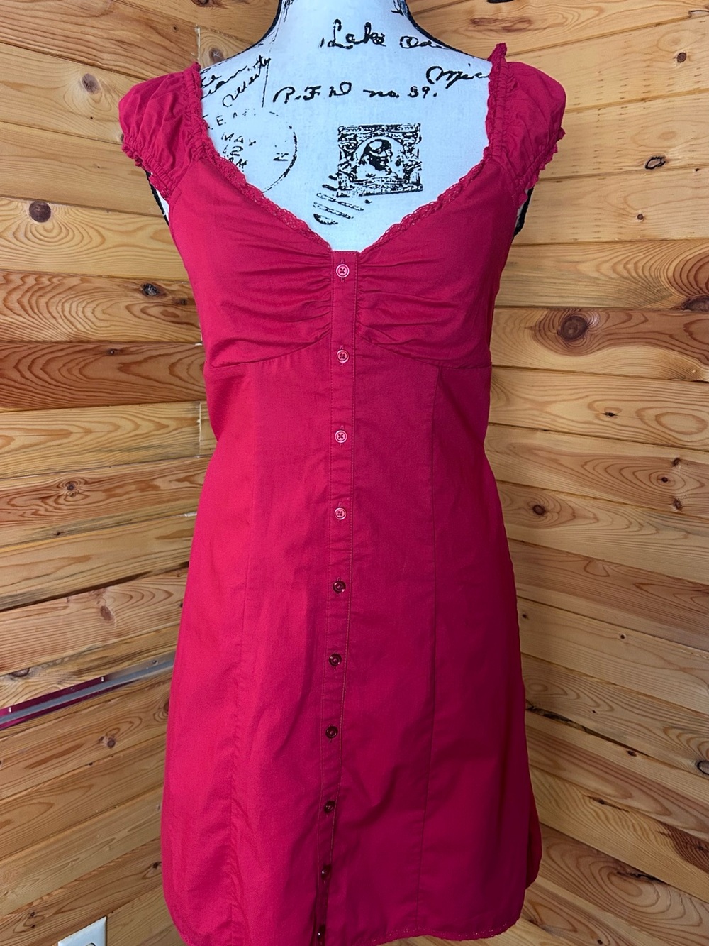Hollister red Button-Front Mini Dress